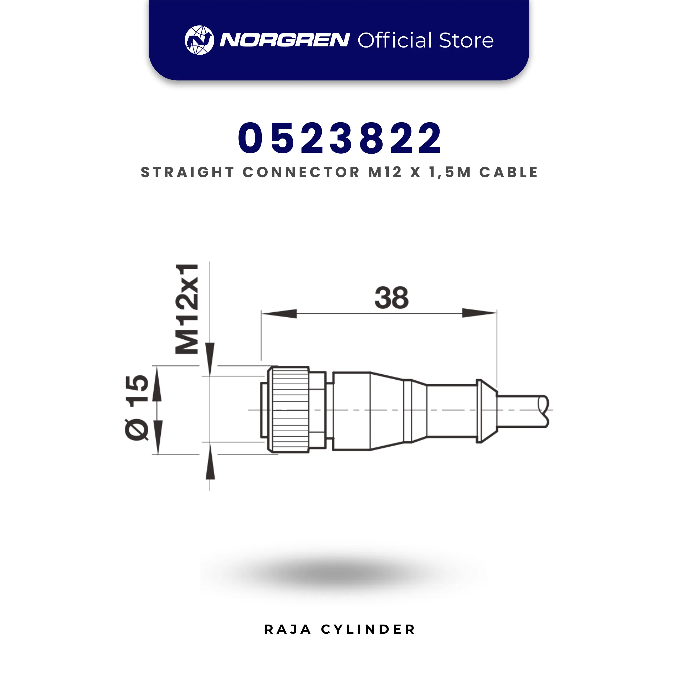 Norgren 0523822 Straight Connector M12 1.5M Cable | Konektor Sensor Industrial Original - Gambar 2