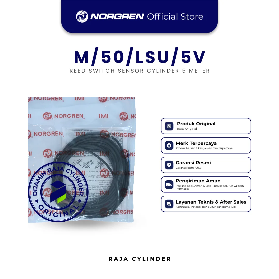 NORGREN M/50/LSU/5V magnetically operated reed switch, 5m cable Reed Switch Sensor Original - Norgren | Raja Cylinder