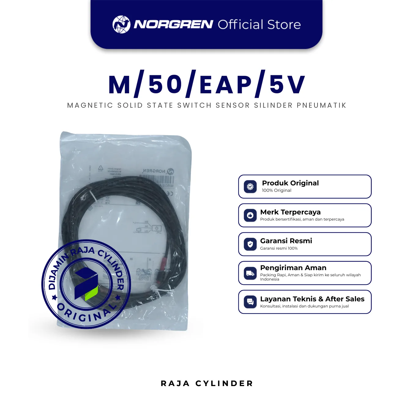 NORGREN M/50/EAP/5V magnetically operated solid state switch, 5m cable Solid State Switch Sensor Original - Gambar 2