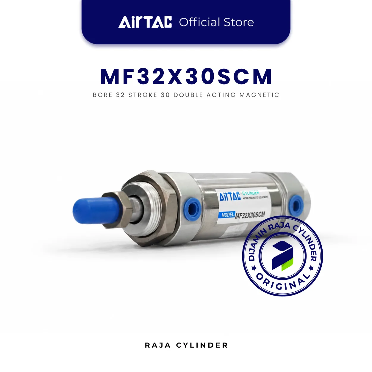 AIRTAC Original Compact Cylinder Line MF32X30SCM Double Acting Stainless Steel Mini Cylinder Bore 32mm Stroke 30mm with magnet - Airtac | Raja Cylinder