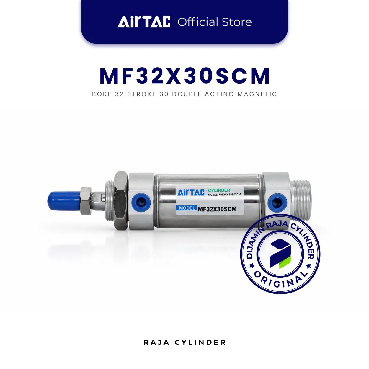 AIRTAC Original Compact Cylinder Line MF32X30SCM Double Acting Stainless Steel Mini Cylinder Bore 32mm Stroke 30mm with magnet - Gambar 2