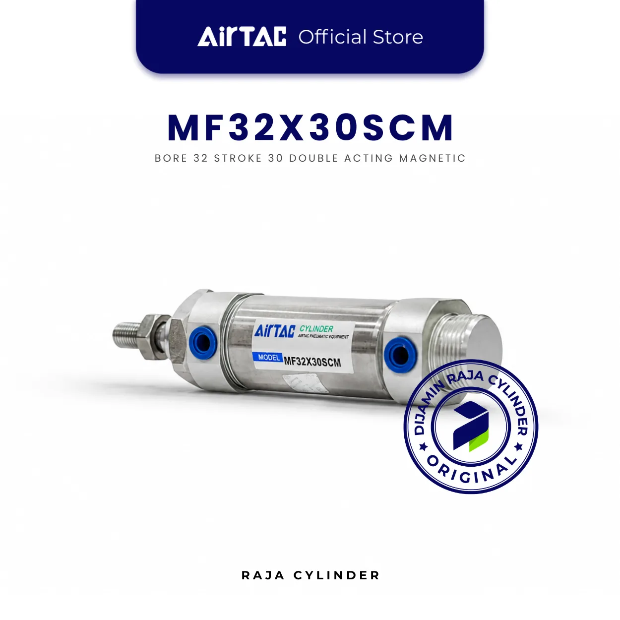 AIRTAC Original Compact Cylinder Line MF32X30SCM Double Acting Stainless Steel Mini Cylinder Bore 32mm Stroke 30mm with magnet - Gambar 5