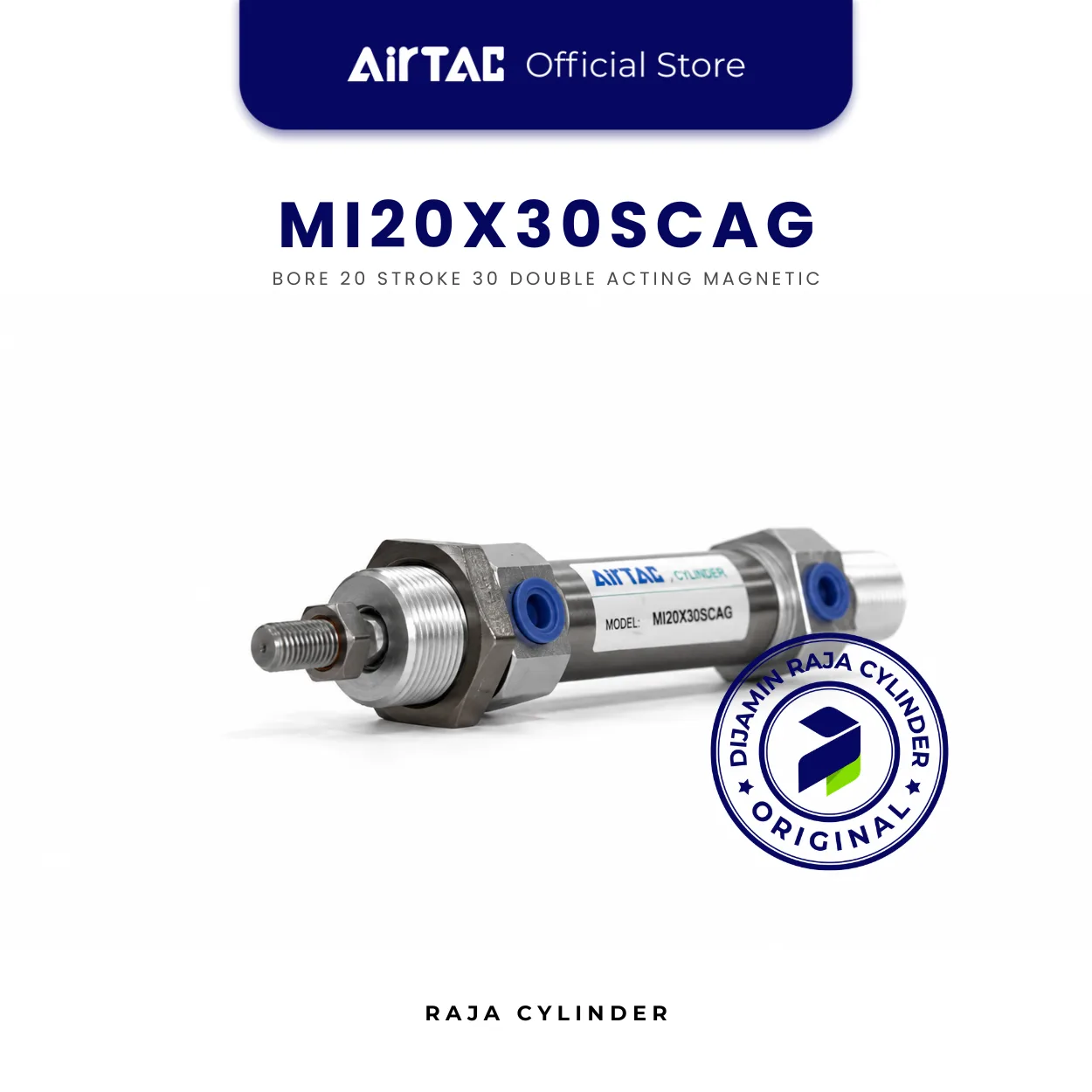AIRTAC Original Compact Cylinder Line MI20X30SCAG Double Acting Stainless Steel Mini Cylinder Bore 20mm Stroke 30mm with magnet - Gambar 3