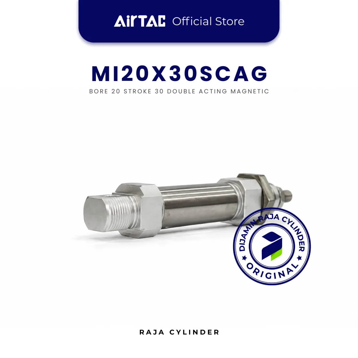 AIRTAC Original Compact Cylinder Line MI20X30SCAG Double Acting Stainless Steel Mini Cylinder Bore 20mm Stroke 30mm with magnet - Gambar 4