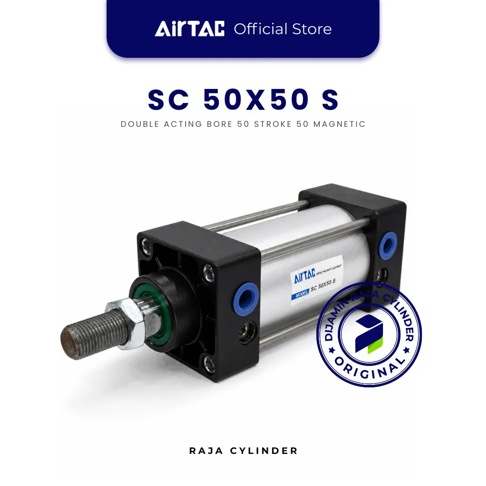 AIRTAC SC50X50S Original Pneumatic Cylinder Double Acting Bore 50mm Stroke 50mm with magnet - Gambar 2