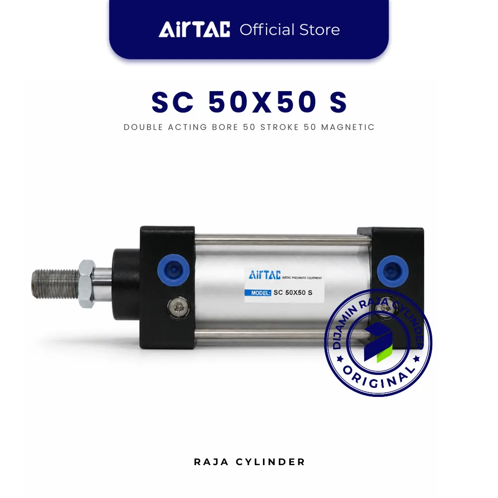 AIRTAC SC50X50S Original Pneumatic Cylinder Double Acting Bore 50mm Stroke 50mm with magnet - Gambar 3