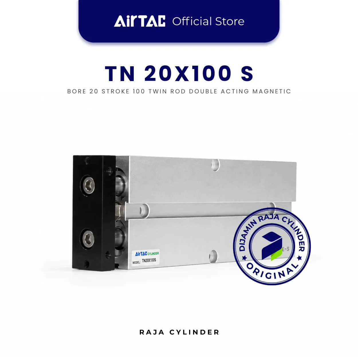 AIRTAC TN20X100S Original Guided Air Cylinder Dual Rod Twin Rod Double Acting Bore 20mm Stroke 100mm with magnet - Gambar 3