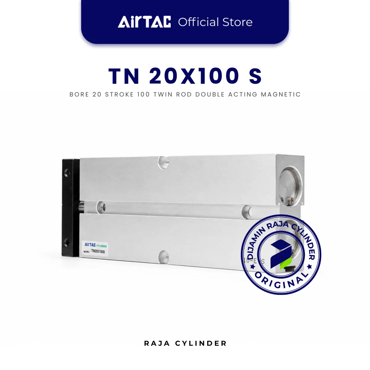 AIRTAC TN20X100S Original Guided Air Cylinder Dual Rod Twin Rod Double Acting Bore 20mm Stroke 100mm with magnet - Gambar 4