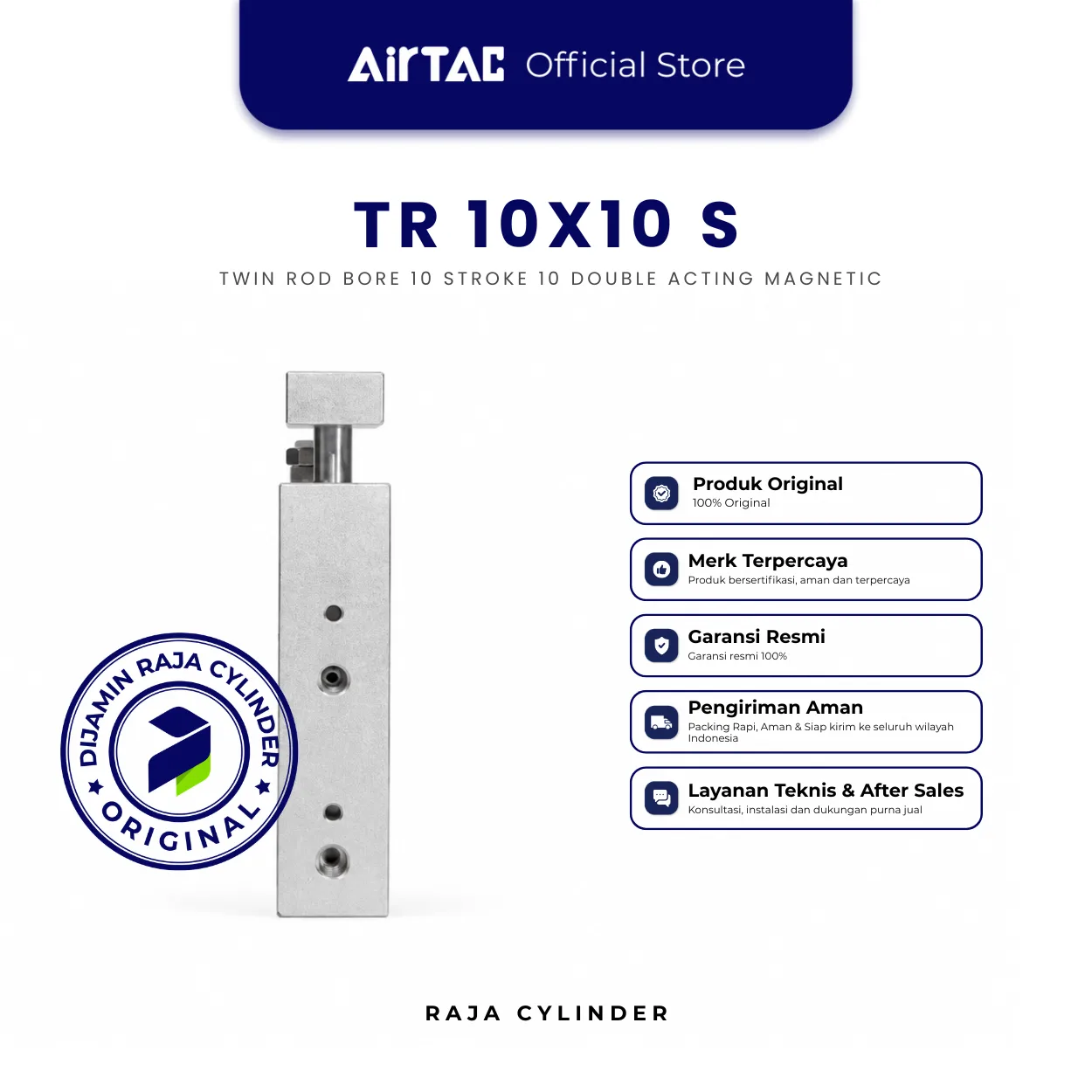 AIRTAC TR10X10S Original Guided Air Cylinder Dual Rod Twin Rod Double Acting Bore 10mm Stroke 10mm with magnet - Gambar 3