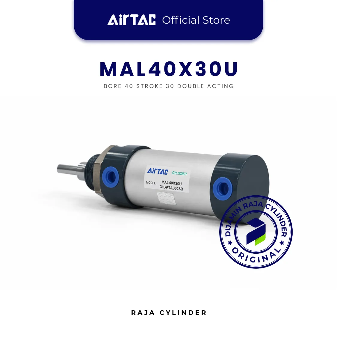 AIRTAC MAL40X30U Mini Pneumatic Cylinder Bore 40 Stroke 30 Double Acting Original - Airtac | Raja Cylinder