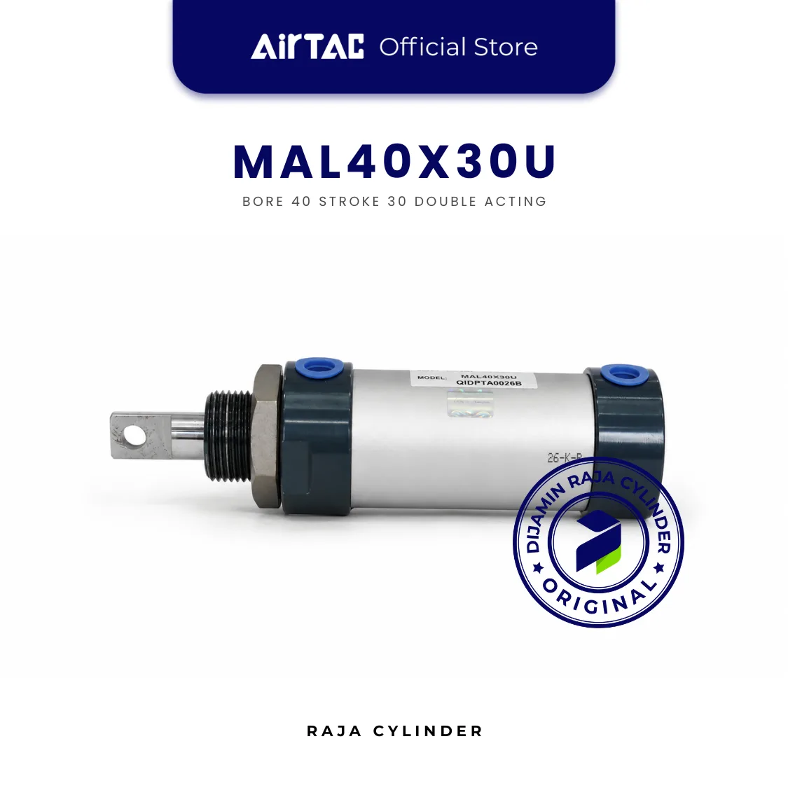 AIRTAC MAL40X30U Mini Pneumatic Cylinder Bore 40 Stroke 30 Double Acting Original - Gambar 2