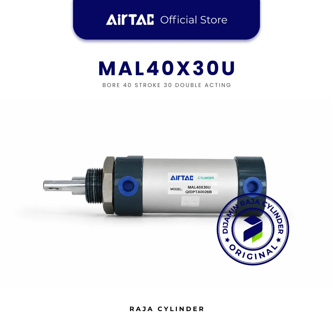 AIRTAC MAL40X30U Mini Pneumatic Cylinder Bore 40 Stroke 30 Double Acting Original - Gambar 3