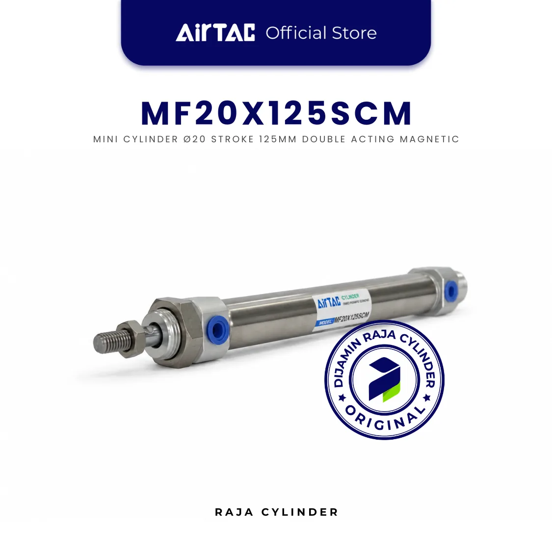 AIRTAC MF20X125SCM Mini Cylinder Ø20 Stroke 125mm Double Acting Magnetic Original - Airtac | Raja Cylinder