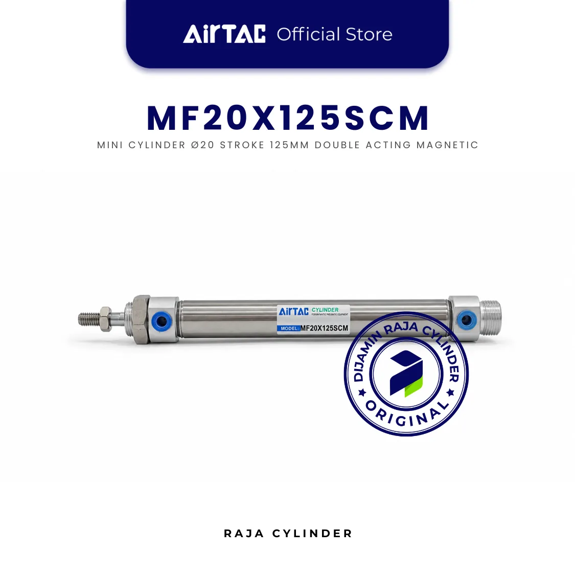 AIRTAC MF20X125SCM Mini Cylinder Ø20 Stroke 125mm Double Acting Magnetic Original - Gambar 2