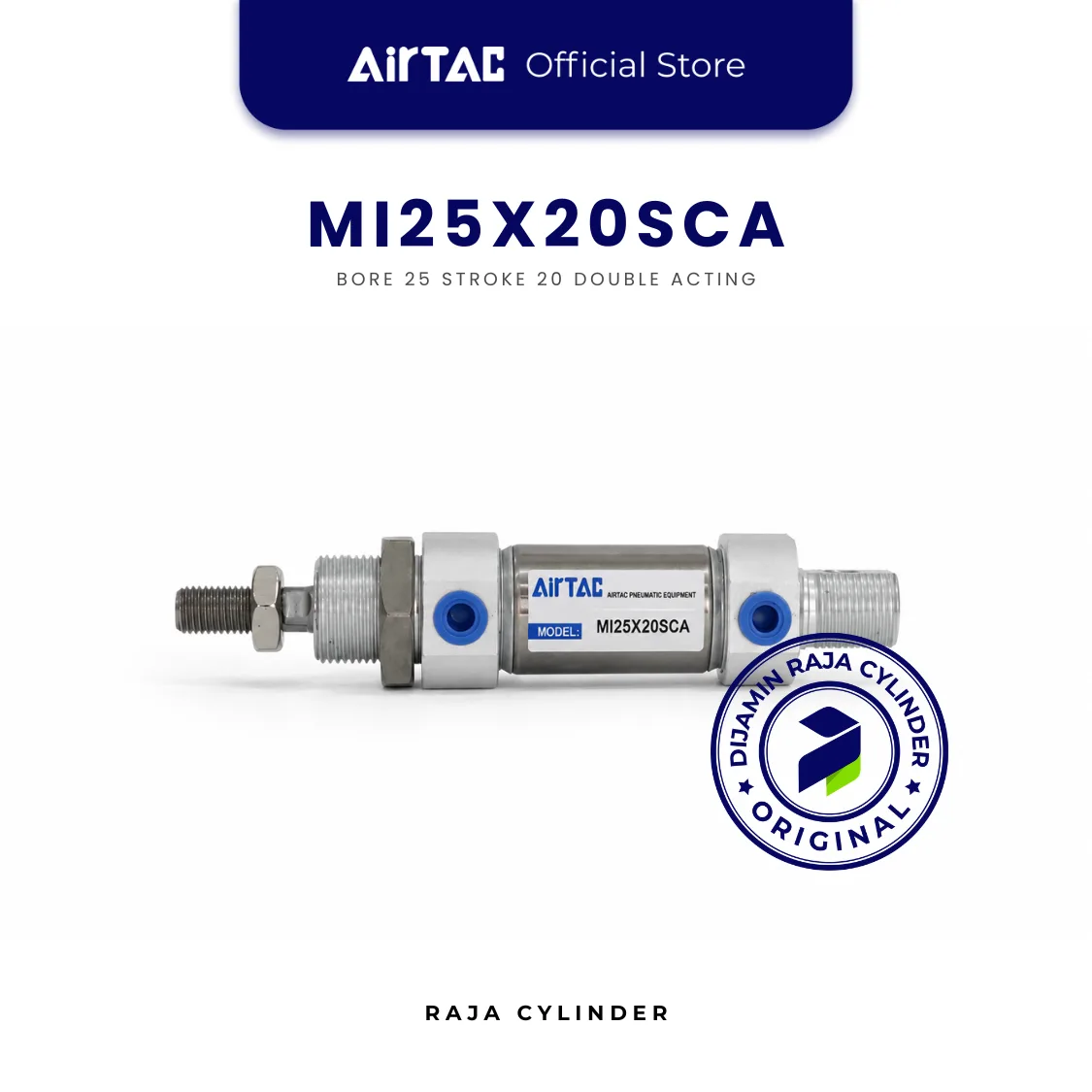 AIRTAC MI25X20SCA Mini Pneumatic Cylinder Bore 25 Stroke 20 Double Acting ISO6432 Original - Airtac | Raja Cylinder