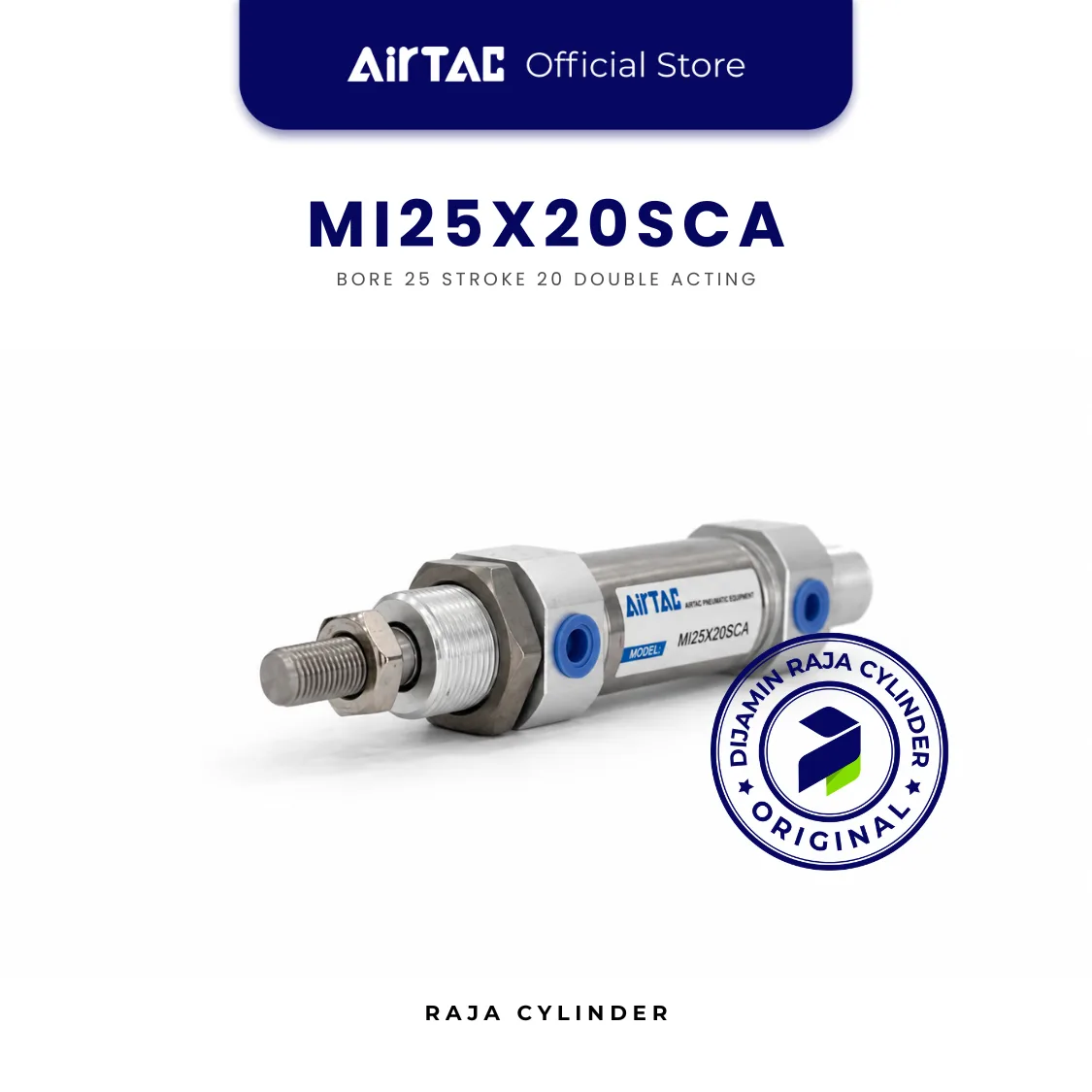 AIRTAC MI25X20SCA Mini Pneumatic Cylinder Bore 25 Stroke 20 Double Acting ISO6432 Original - Gambar 2