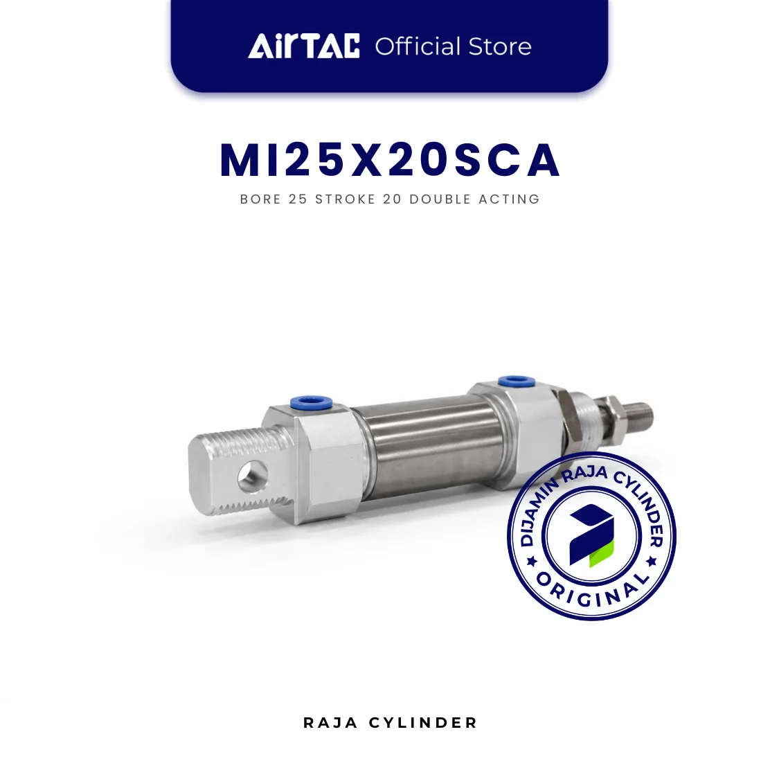 AIRTAC MI25X20SCA Mini Pneumatic Cylinder Bore 25 Stroke 20 Double Acting ISO6432 Original - Gambar 3
