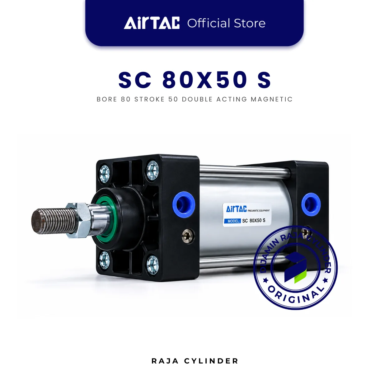 AIRTAC SC80X50S Original Pneumatic Cylinder Double Acting Bore 80mm Stroke 50mm with magnet - Gambar 2
