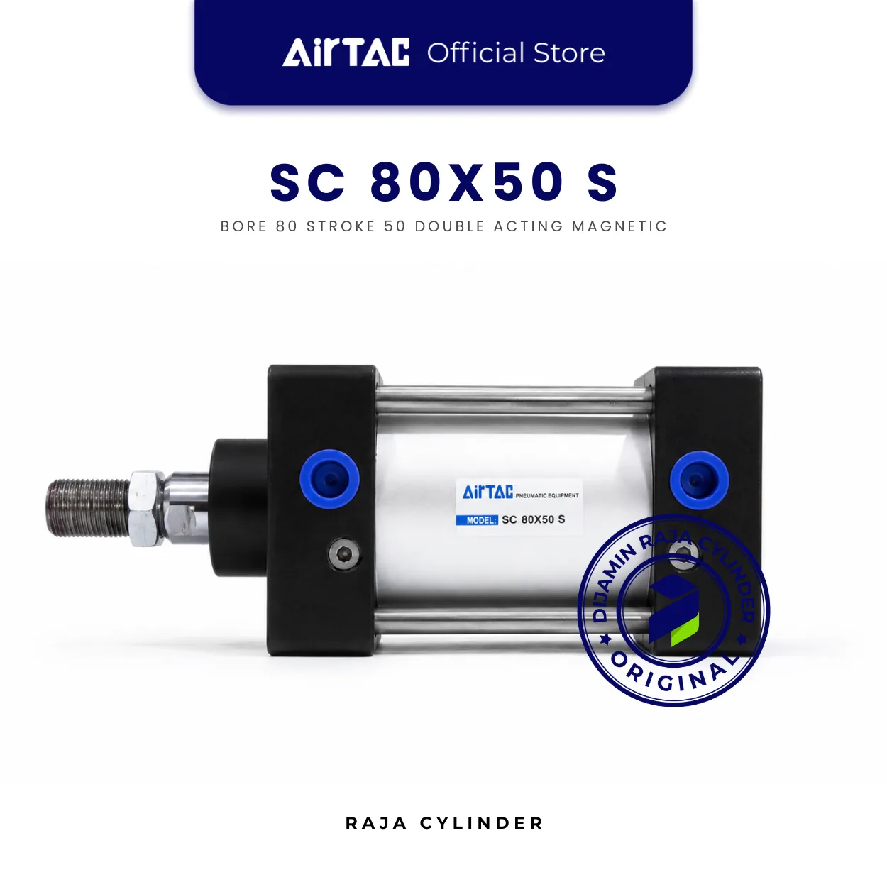AIRTAC SC80X50S Original Pneumatic Cylinder Double Acting Bore 80mm Stroke 50mm with magnet - Gambar 3