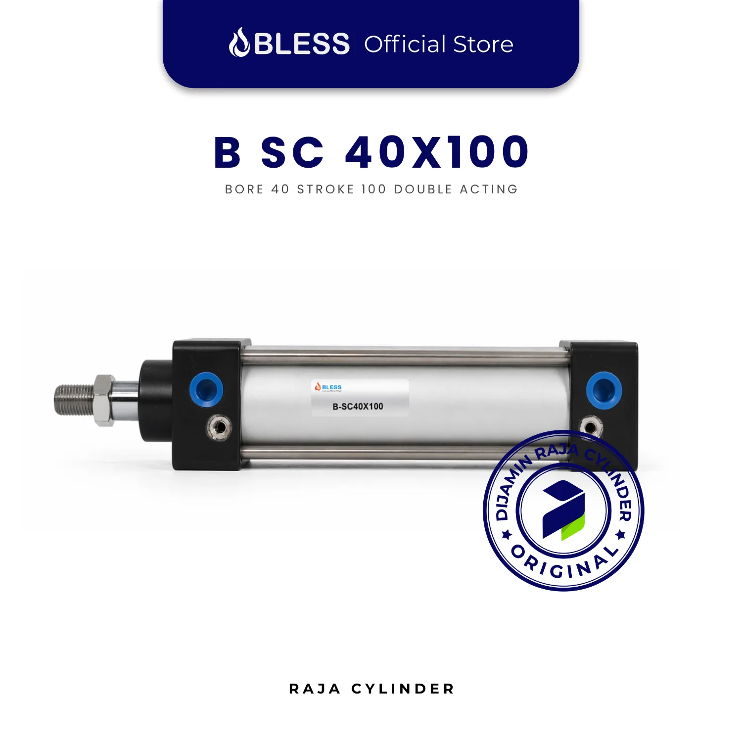 BLESS B-SC40X100 Original Pneumatic Cylinder Double Acting Bore 40mm Stroke 100mm with magnet - Bless | Raja Cylinder