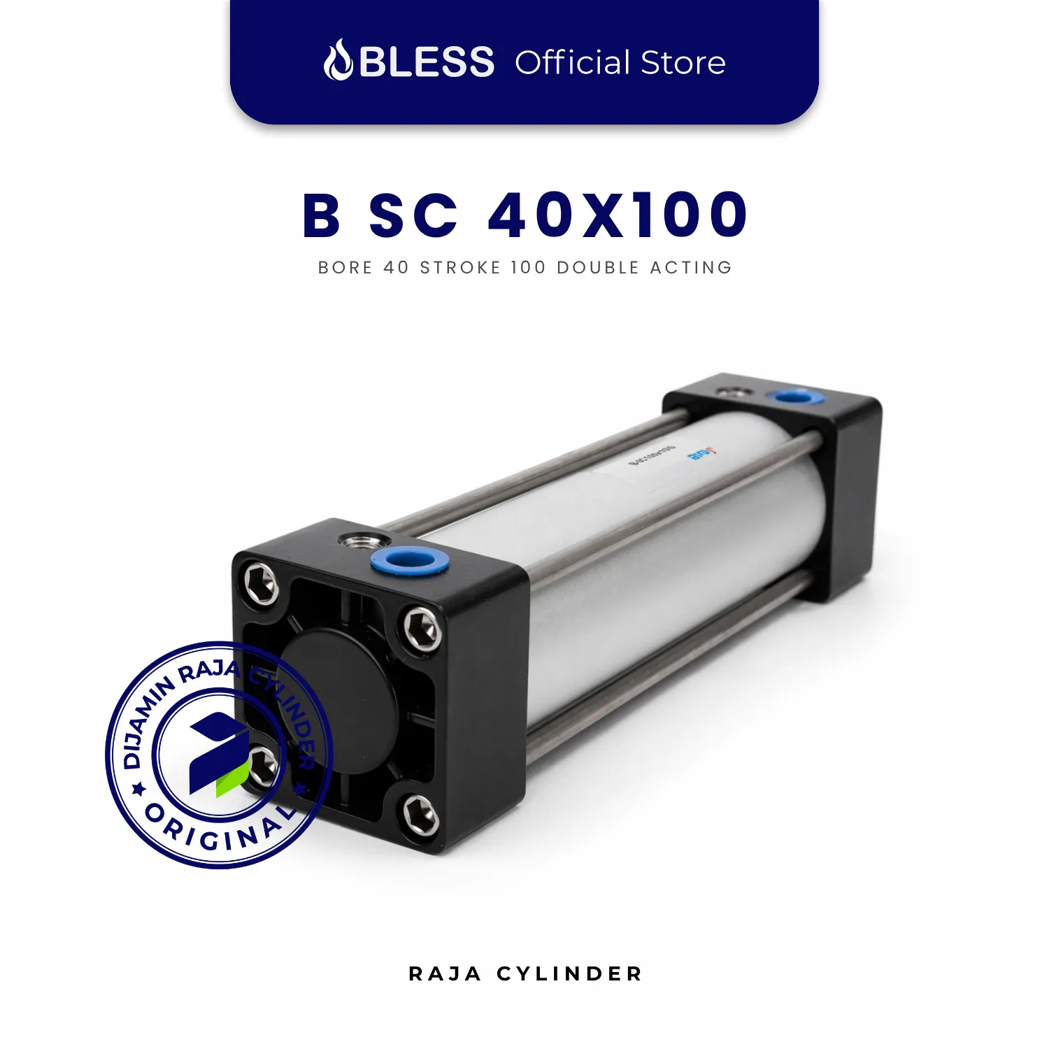 BLESS B-SC40X100 Original Pneumatic Cylinder Double Acting Bore 40mm Stroke 100mm with magnet - Gambar 3