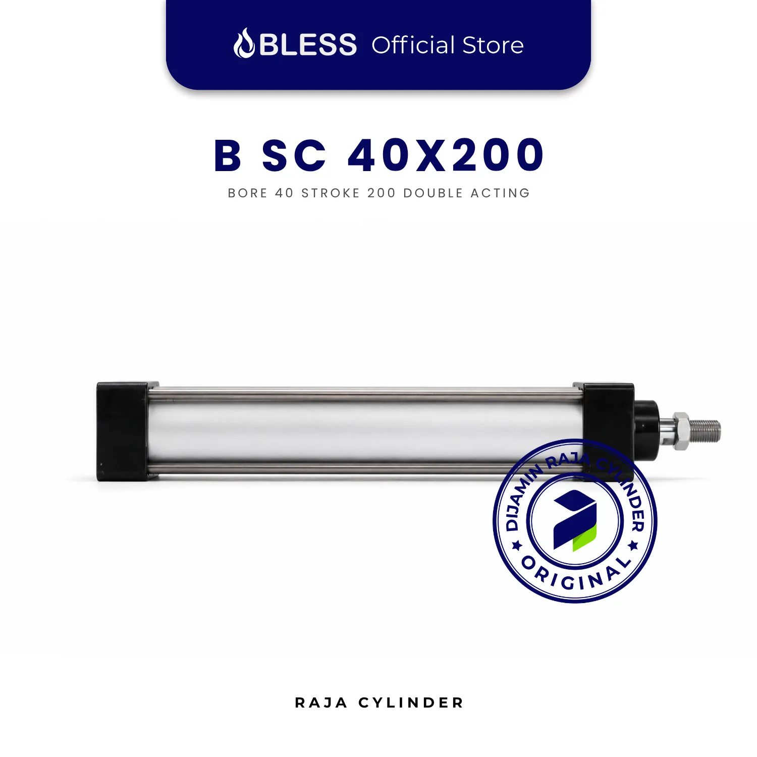 BLESS B-SC40X200 Original Pneumatic Cylinder Double Acting Bore 40mm Stroke 200mm with magnet - Gambar 2