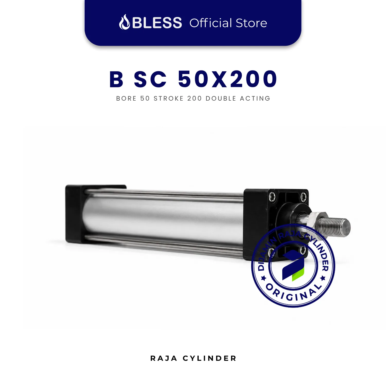 BLESS B-SC50X200 Original Pneumatic Cylinder Double Acting Bore 50mm Stroke 200mm with magnet - Bless | Raja Cylinder