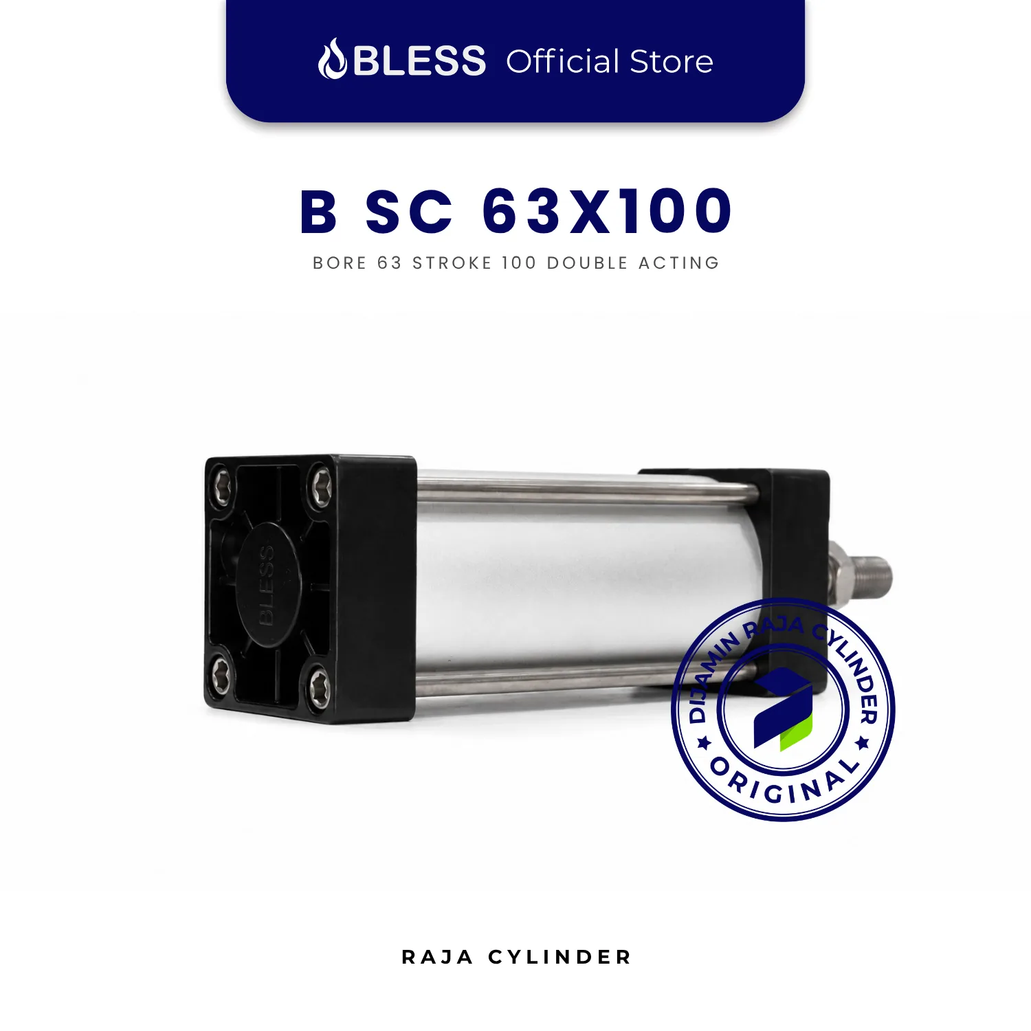 BLESS B-SC63X100 Original Pneumatic Cylinder Double Acting Bore 63mm Stroke 100mm with magnet - Gambar 2