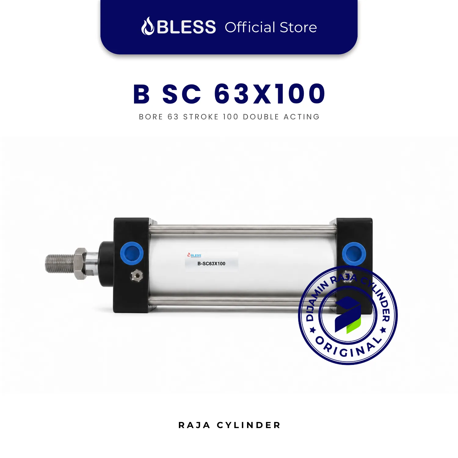 BLESS B-SC63X100 Original Pneumatic Cylinder Double Acting Bore 63mm Stroke 100mm with magnet - Gambar 3