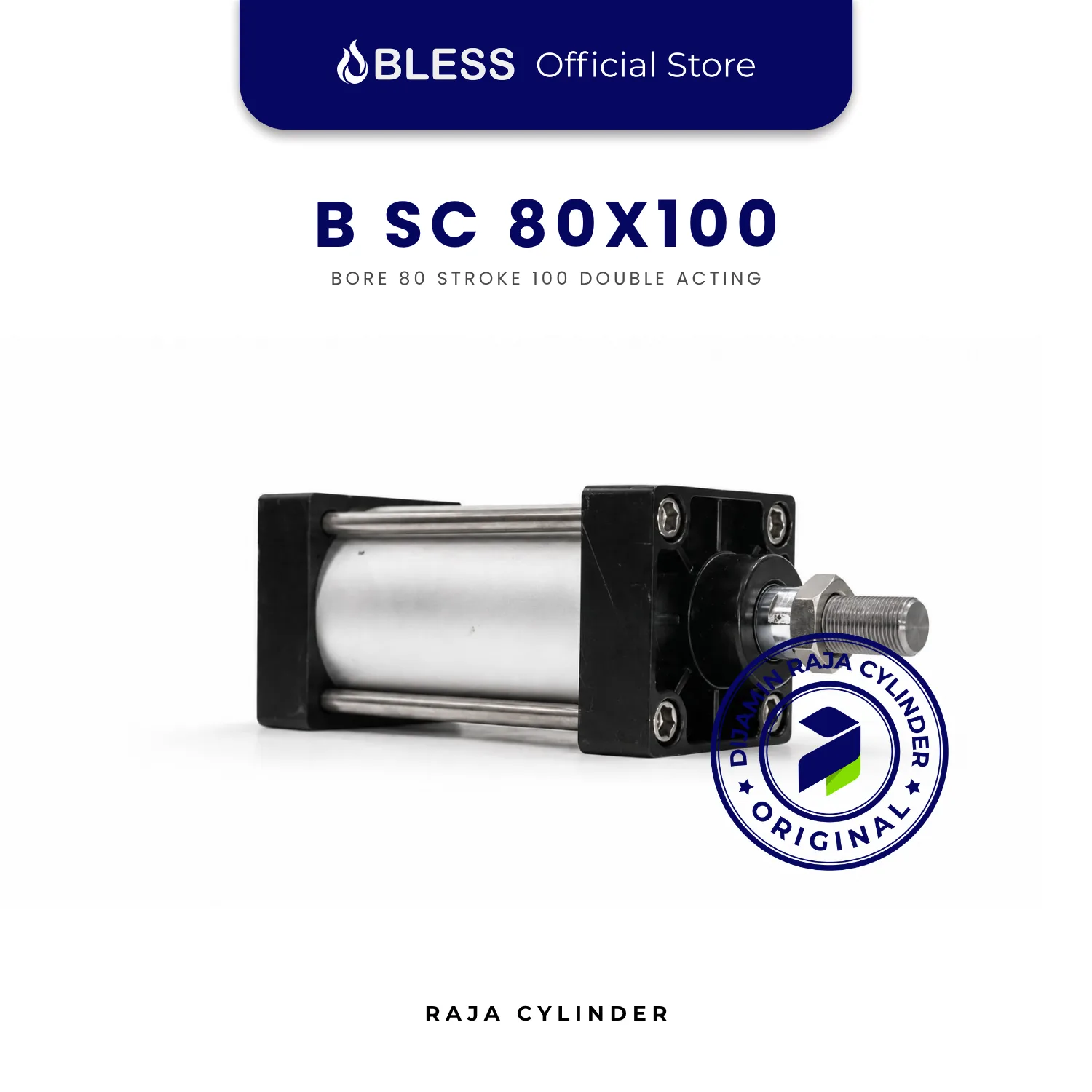 BLESS B-SC80X100 Original Pneumatic Cylinder Double Acting Bore 80mm Stroke 100mm with magnet - Bless | Raja Cylinder
