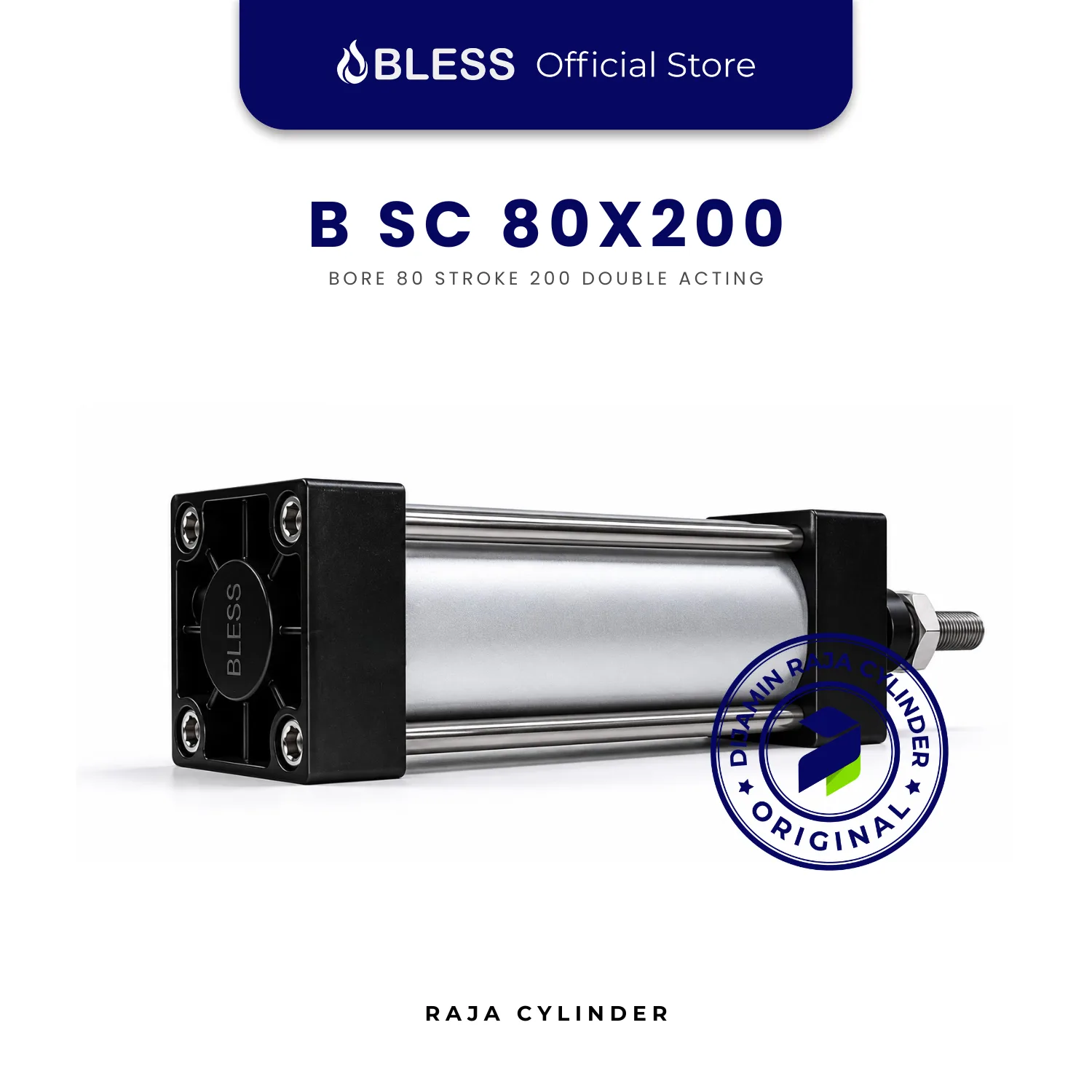 BLESS B-SC80X200 Original Pneumatic Cylinder Double Acting Bore 80mm Stroke 200mm with magnet - Gambar 3