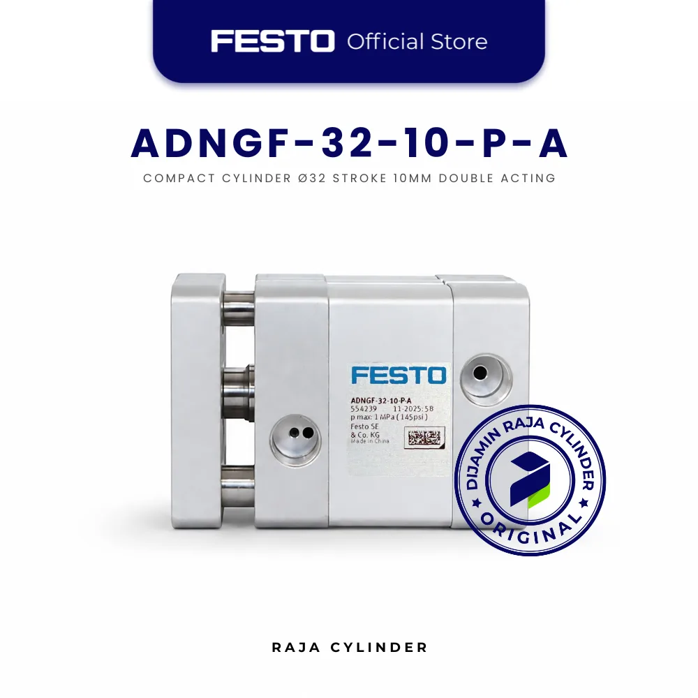 FESTO ADNGF-32-10-P-A Compact Guided Cylinder Ø32mm stroke 10mm Double Acting Original - Gambar 2