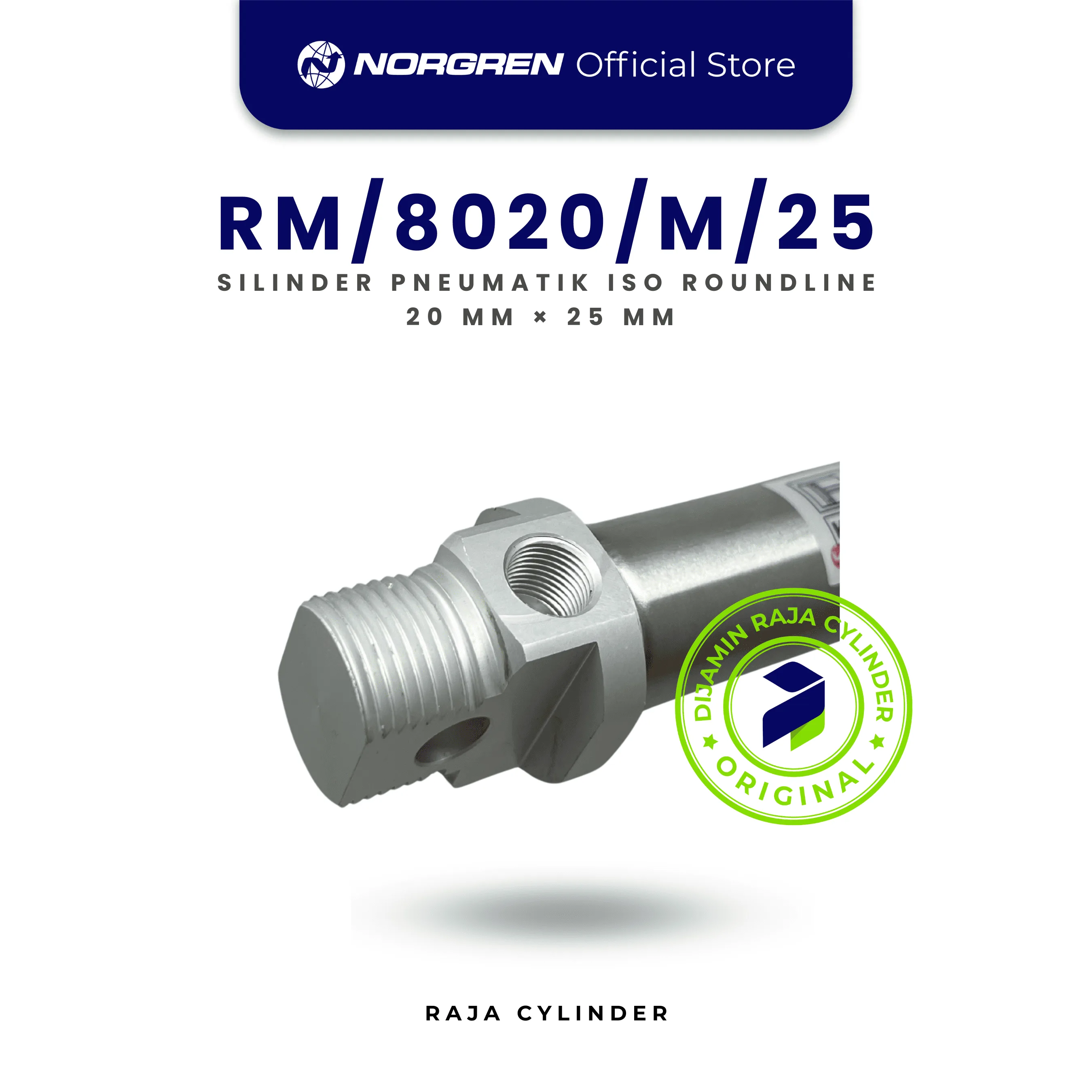 ISO Roundline Double Acting Cylinder 20mm x 25mm RM/8020/M/25 Original Pneumatic Air Cylinder - Gambar 2