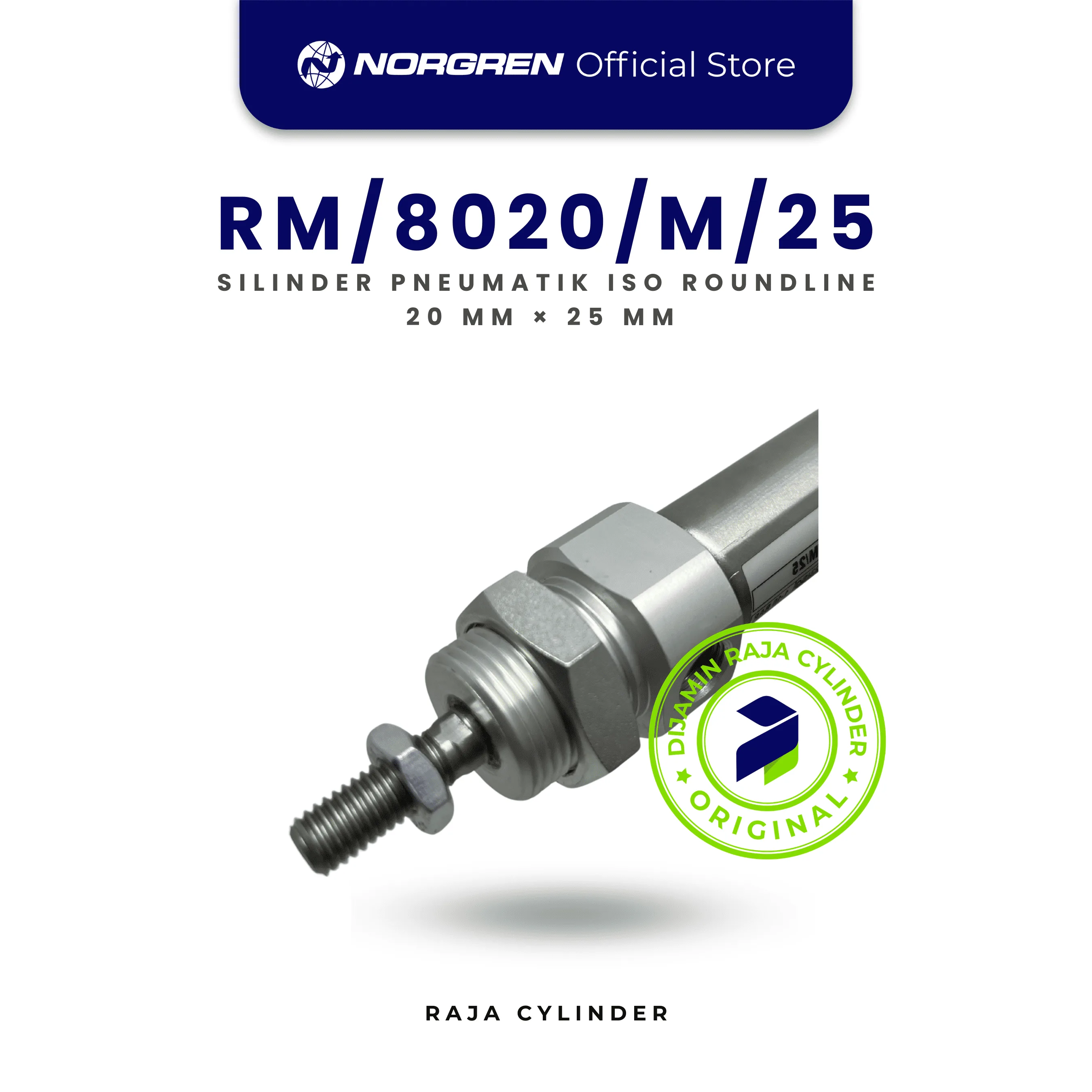 ISO Roundline Double Acting Cylinder 20mm x 25mm RM/8020/M/25 Original Pneumatic Air Cylinder - Gambar 3
