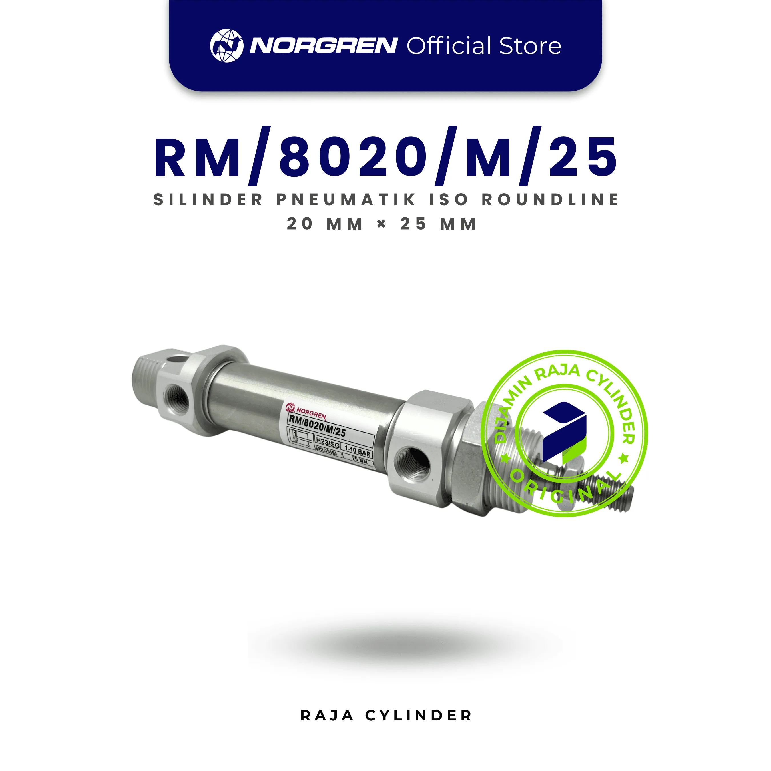 ISO Roundline Double Acting Cylinder 20mm x 25mm RM/8020/M/25 Original Pneumatic Air Cylinder - Gambar 4