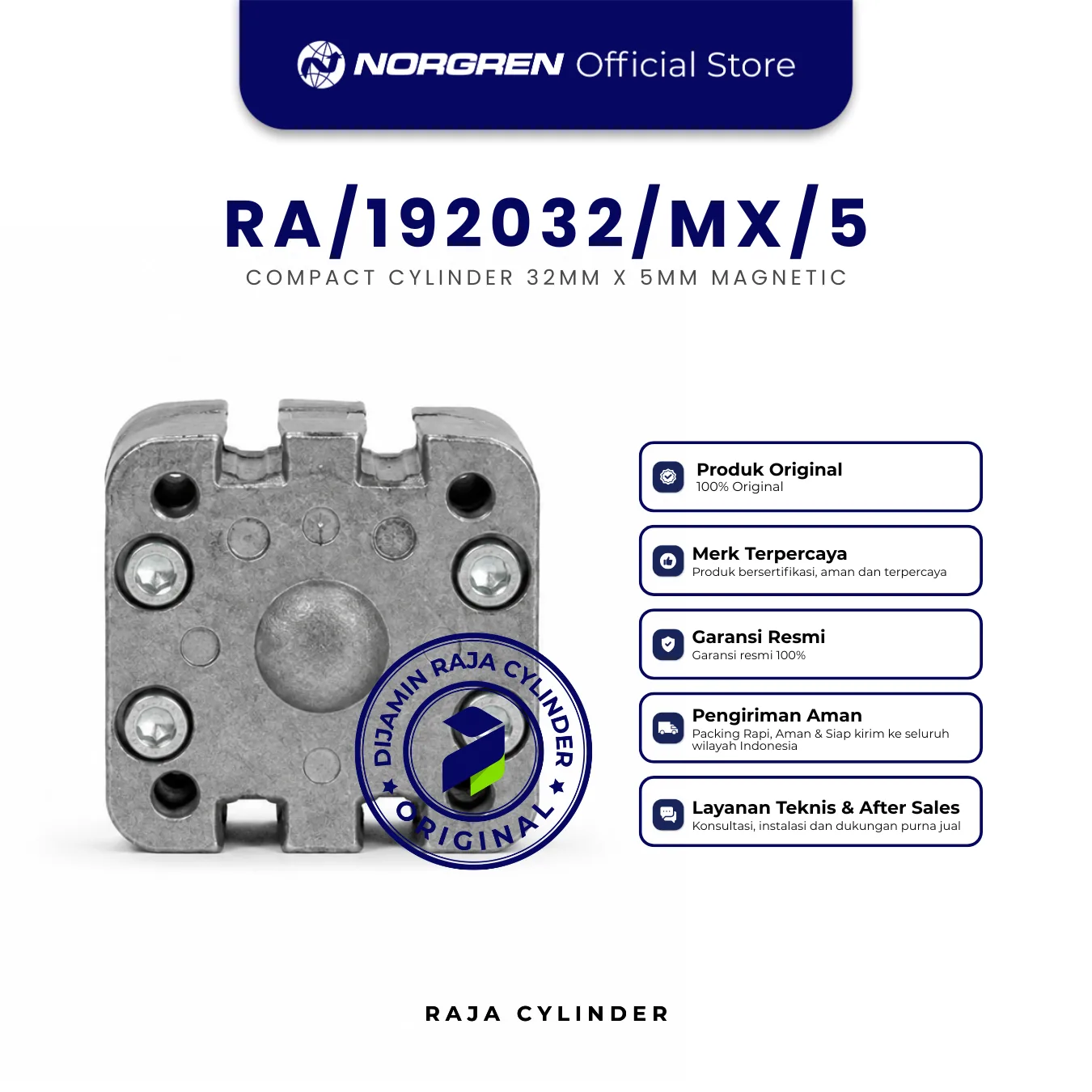 NORGREN RA/192032/MX/5 female thread Bore 32mm Stroke 5mm with magnet ISO Compact Double Acting Cylinder Original - Norgren | Raja Cylinder