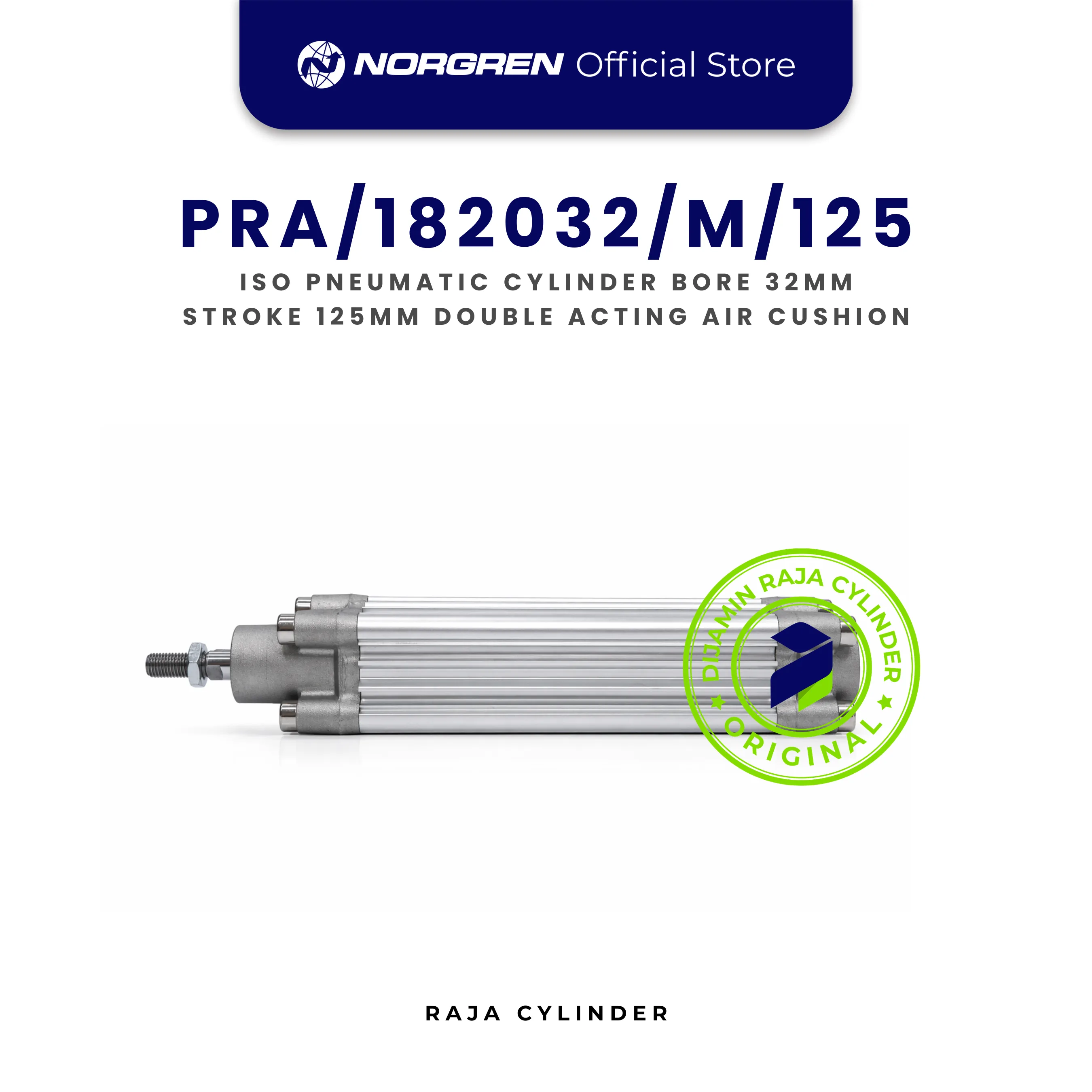 NORGREN PRA/182032/M/125 Original ISO Pneumatic Cylinder Double Acting Bore 32mm Stroke 125mm with magnet - Gambar 4