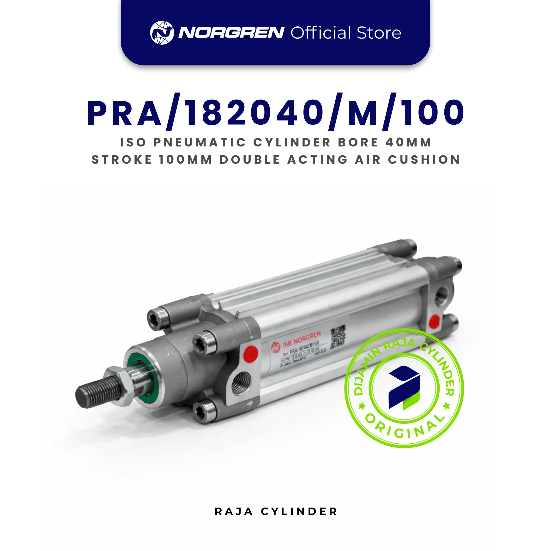NORGREN PRA/182040/M/100 ISO Pneumatic Cylinder Original Double Acting Air Cushion Bore 40mm Stroke 100mm with magnet - Gambar 2