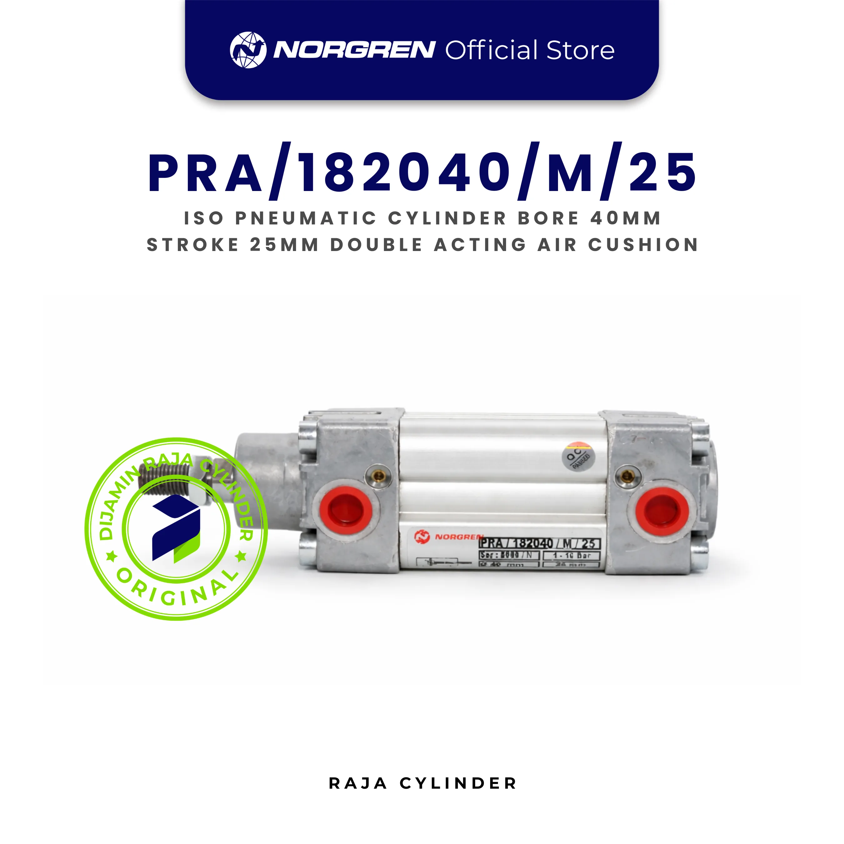 NORGREN PRA/182040/M/25 Original ISO Pneumatic Cylinder Double Acting Air Cushion Bore 40mm Stroke 25mm with magnet - Gambar 2