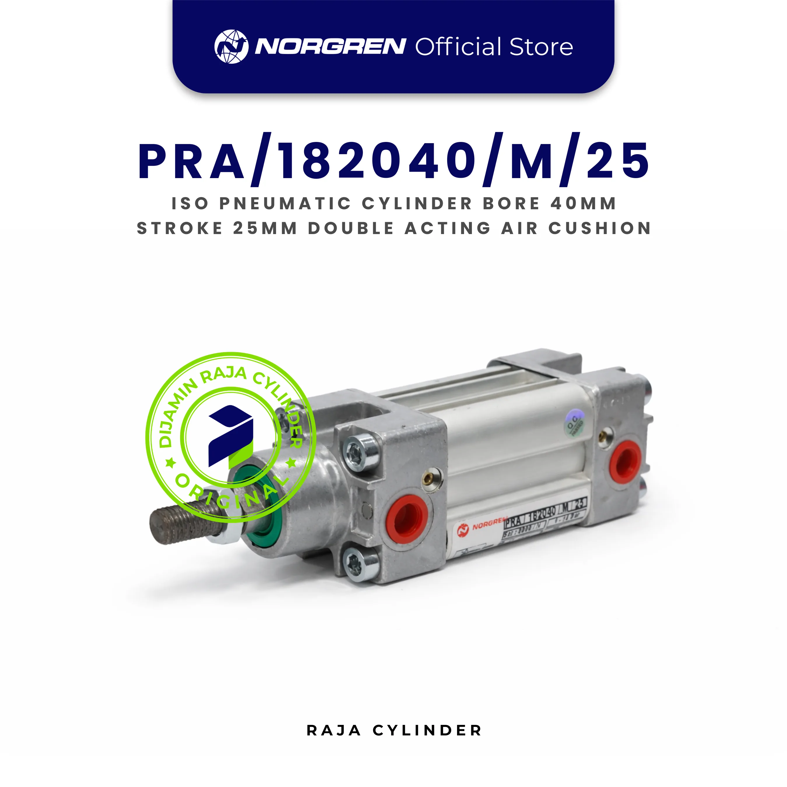 NORGREN PRA/182040/M/25 Original ISO Pneumatic Cylinder Double Acting Air Cushion Bore 40mm Stroke 25mm with magnet - Gambar 3