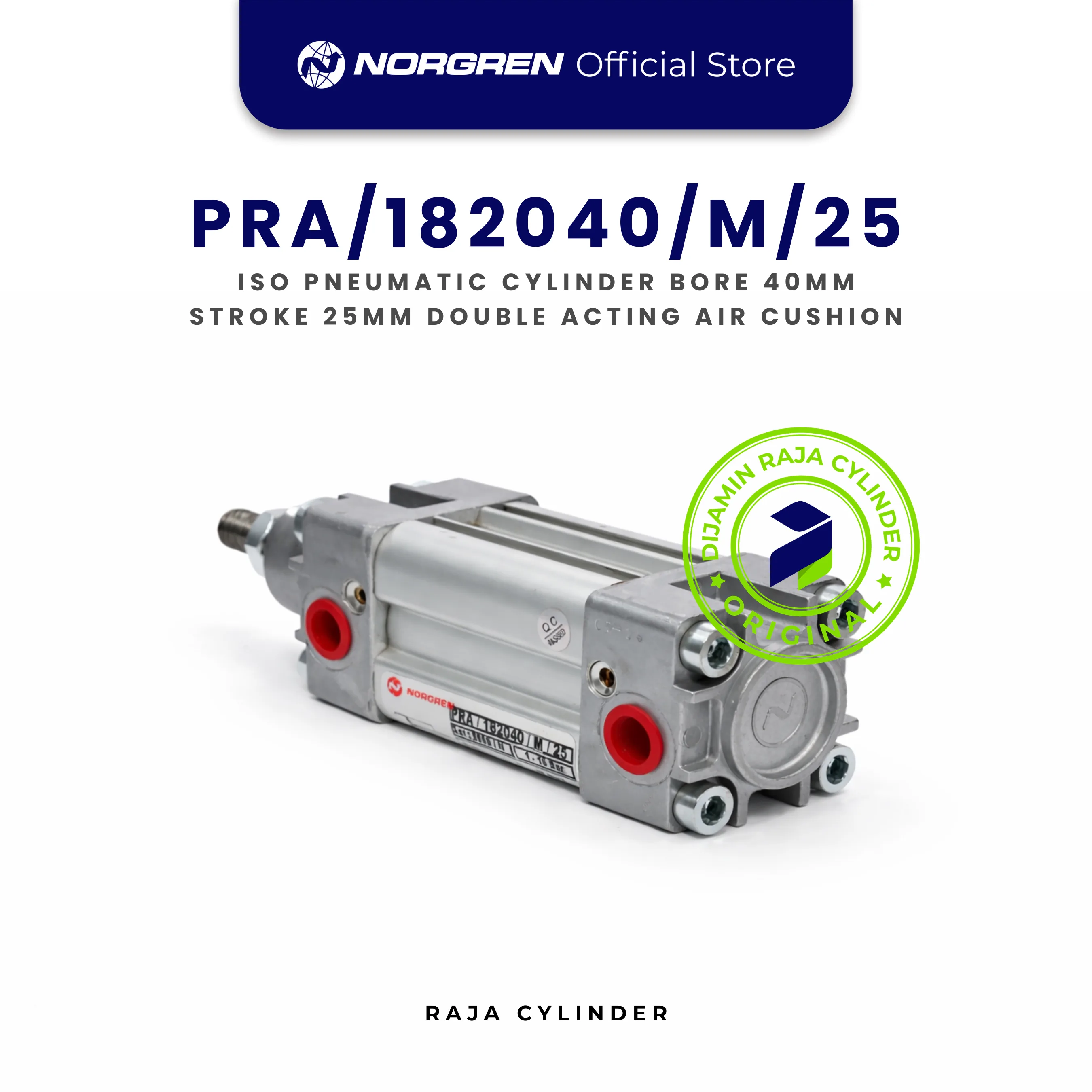 NORGREN PRA/182040/M/25 Original ISO Pneumatic Cylinder Double Acting Air Cushion Bore 40mm Stroke 25mm with magnet - Gambar 4