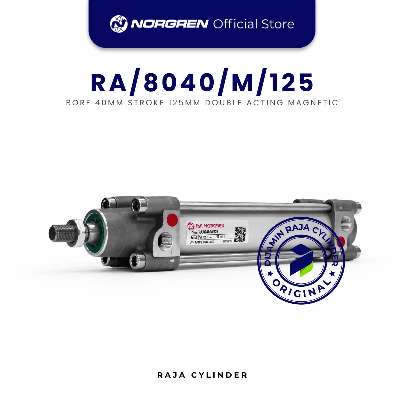 NORGREN ISOLine Original Pneumatic Cylinder RA/8040/M/125 Double Acting Bore 40mm Stroke 125mm with magnet - Norgren | Raja Cylinder