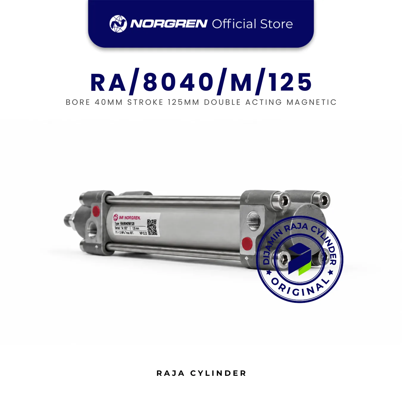 NORGREN ISOLine Original Pneumatic Cylinder RA/8040/M/125 Double Acting Bore 40mm Stroke 125mm with magnet - Gambar 5