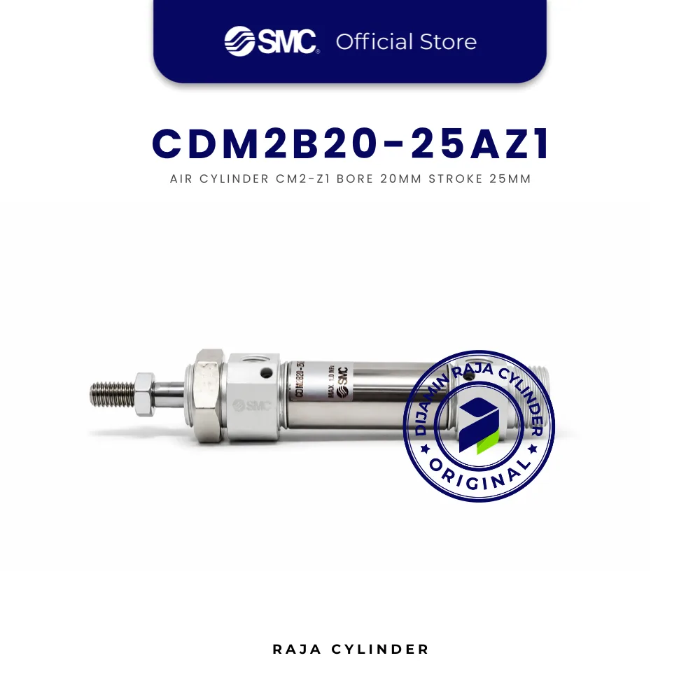 SMC CDM2B20-25AZ1 Pneumatic Air Cylinder CM2-Z1 Bore 20mm Stroke 25mm Original - Gambar 2