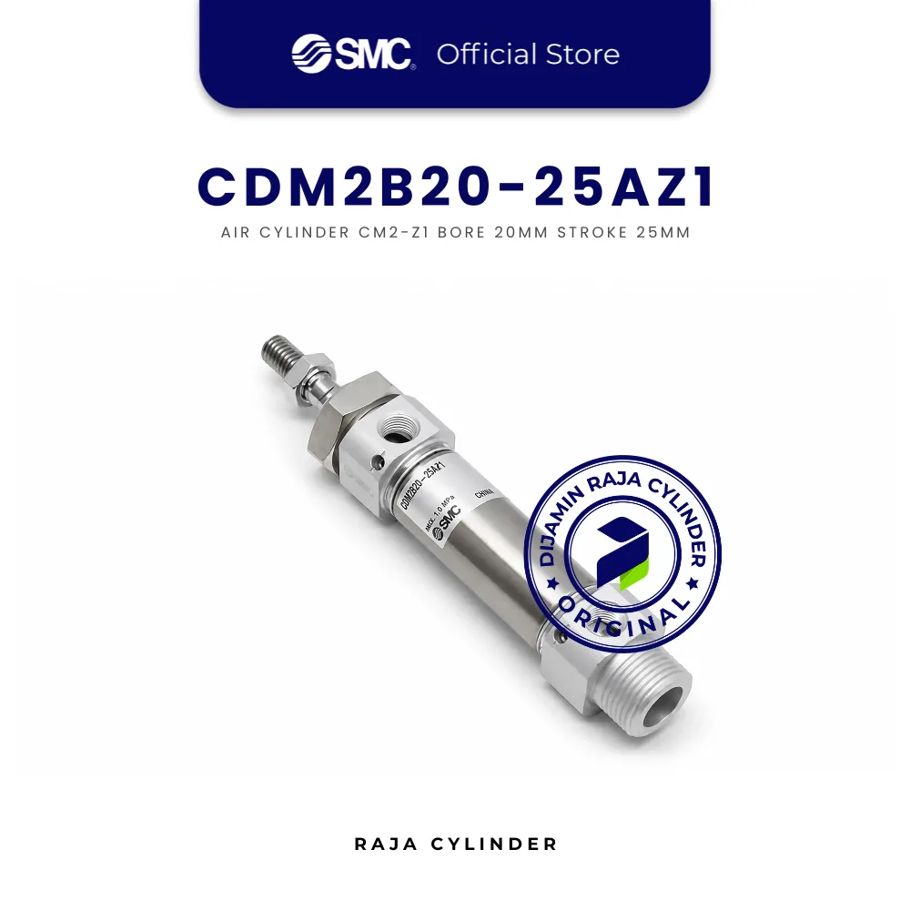 SMC CDM2B20-25AZ1 Pneumatic Air Cylinder CM2-Z1 Bore 20mm Stroke 25mm Original - Gambar 4