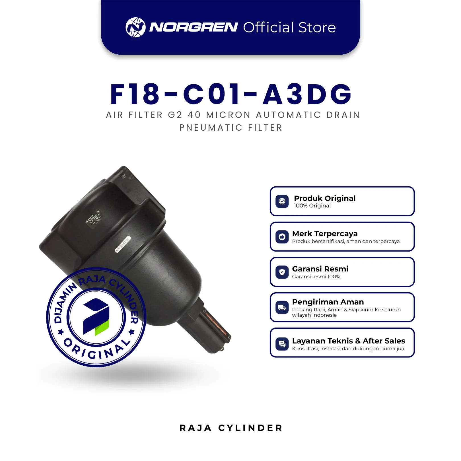 NORGREN F18-C01-A3DG Air Filter Pneumatic FRL Unit Filter Udara Kompresor Original