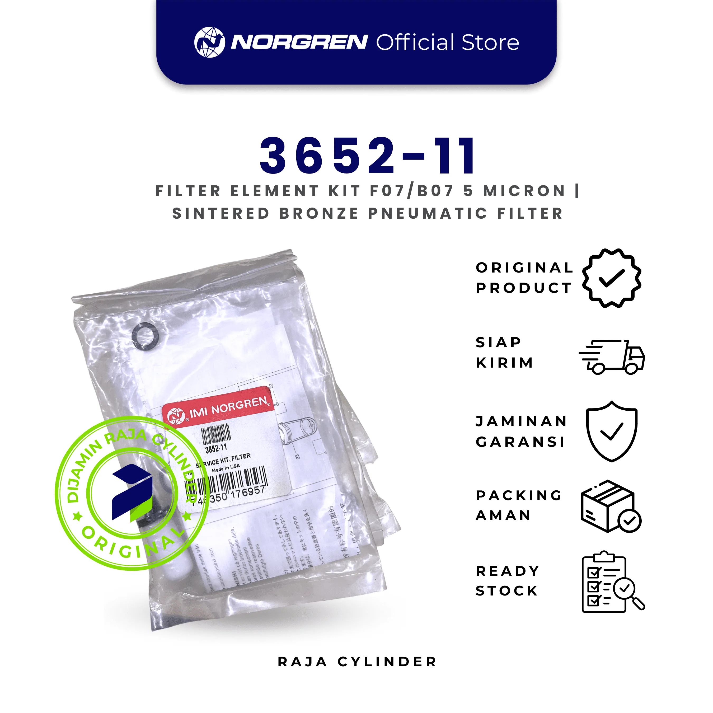 3652-11 F07/B07 5 Micron Element Kit | Filter Element Pneumatic Norgren Original - Norgren | Raja Cylinder