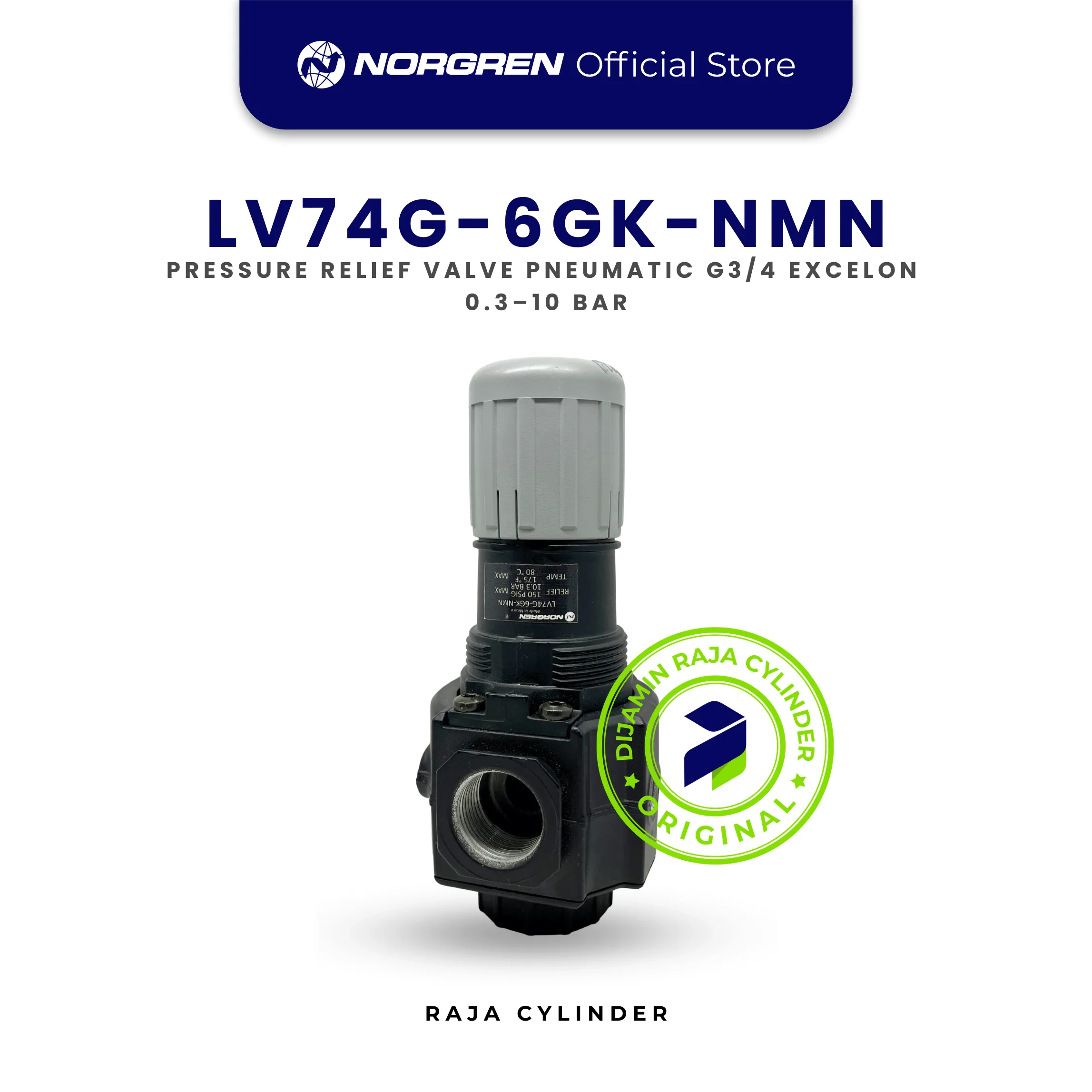 V74G-6GK-NMN Excelon Pressure Relief Valve G3/4 0.3–10 Bar | Katup Pengaman Pneumatic Norgren