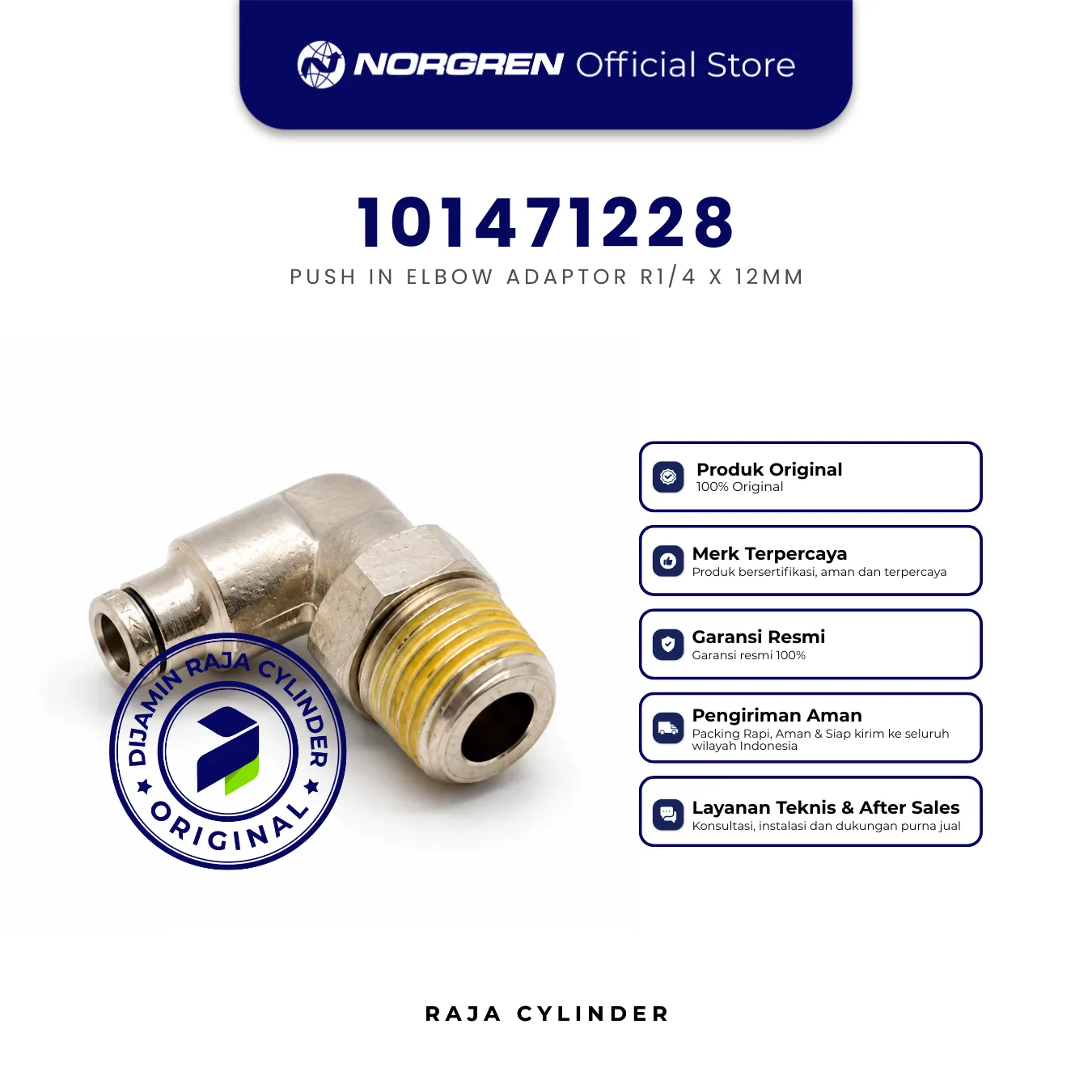 NORGREN 101471228 Pneufit 10 Swivel Elbow Adaptor R1/4 x 12mm Push In Original - Gambar 3