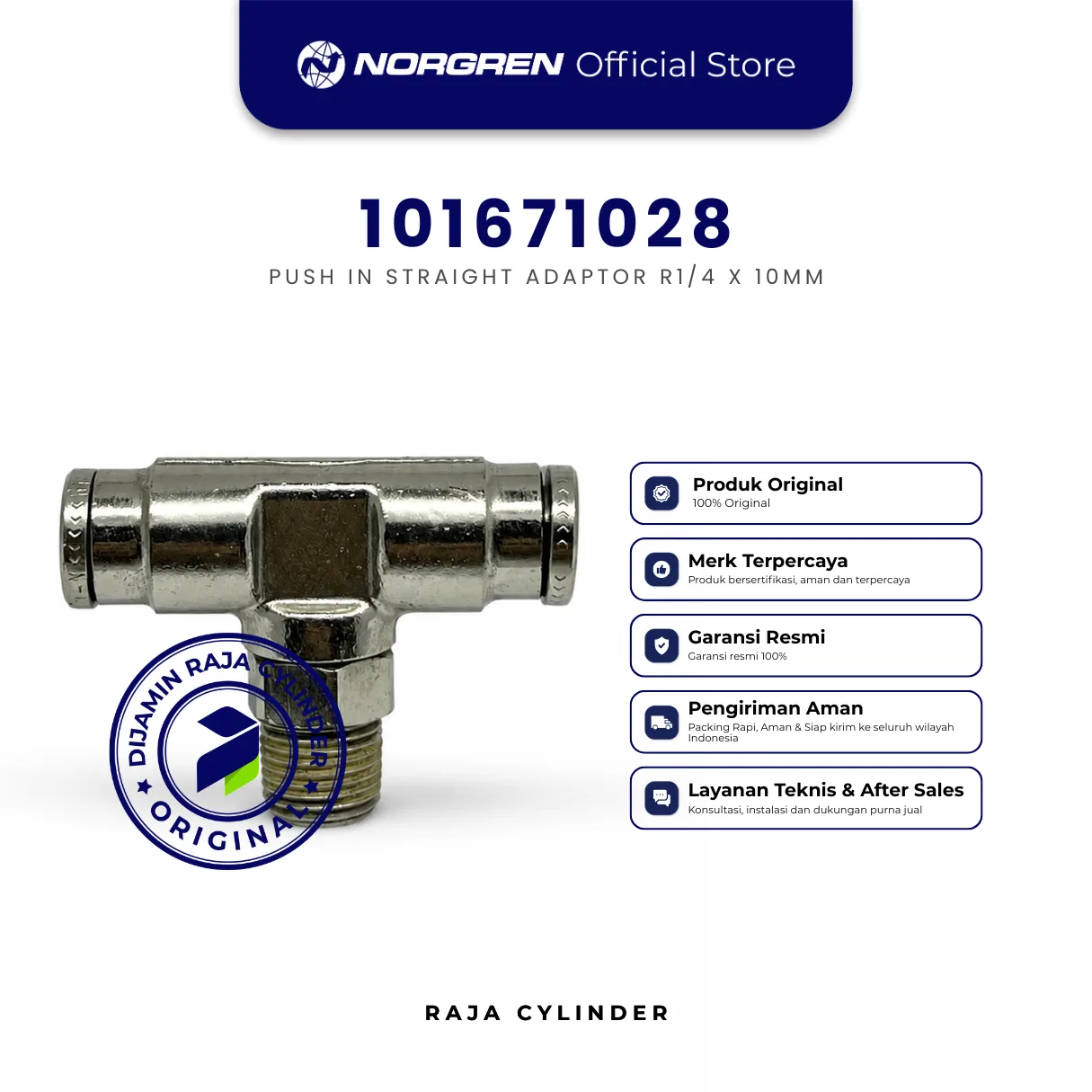 NORGREN 101671028 Pneufit 10 Swivel Tee Adaptor R1/4 x 10mm Push In Original - Gambar 4